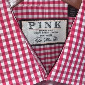 Thomas Pink (LVMH) Iconic PINK plaid button down shirt like new!